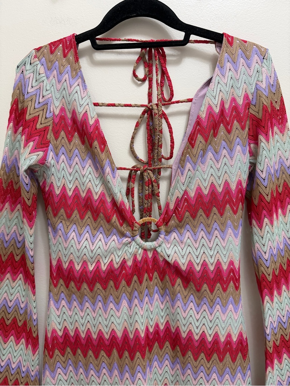 Show Me Your MuMu Monte Carlo Crochet Knit Romper Mini Dress in Riviera Zigzag M - Picture 5 of 10
